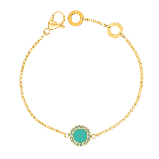 OCEAN TURQUOISE CHIP WITH ZIRCONIA BRACELET GOLD