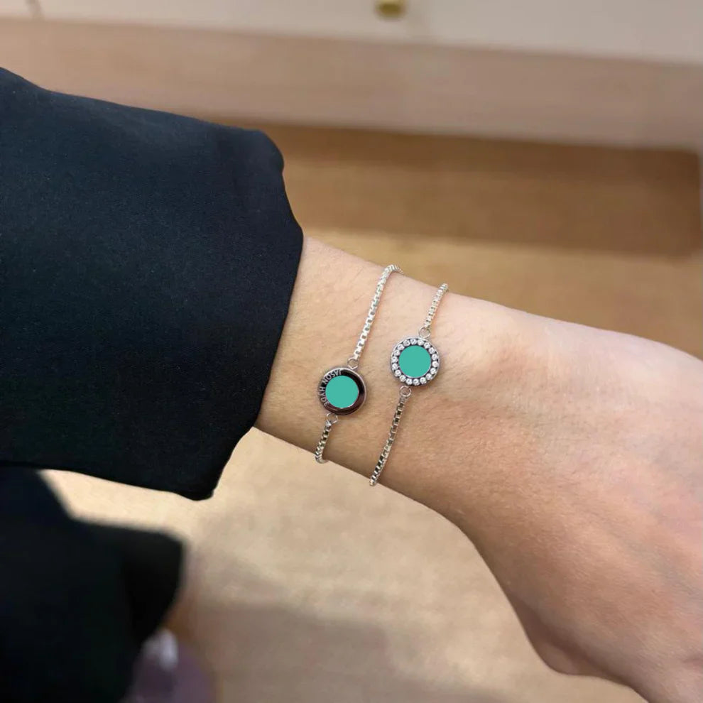 OCEAN TURQUOISE CHIP WITH ZIRCONIAS BRACELET SILVER