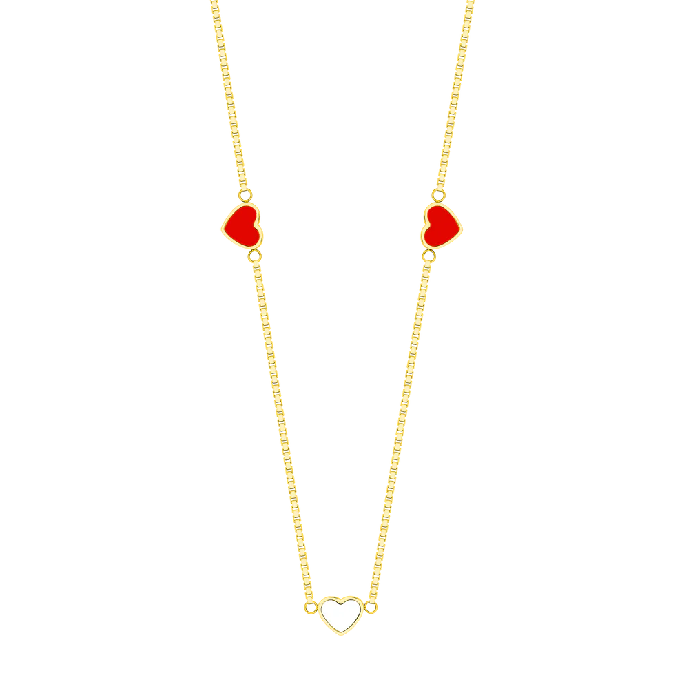 AMARE RED AND WHITE CHIPS TRIO NECKLACE