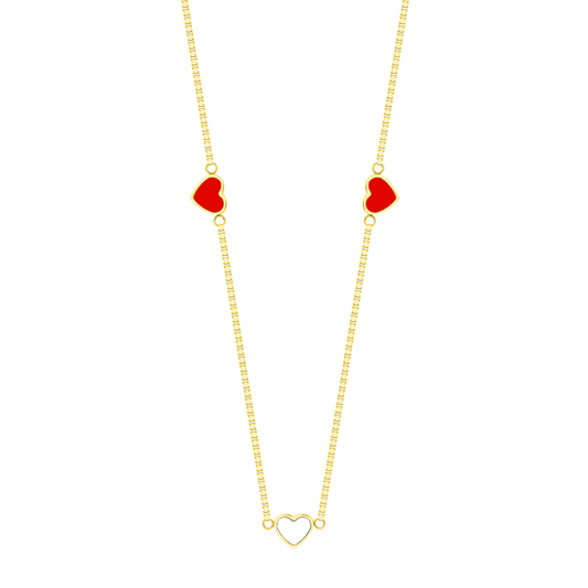 AMARE RED AND WHITE CHIPS TRIO NECKLACE