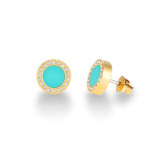 OCEAN TURQUOISE CHIP WITH ZIRCONIA EARRINGS GOLD