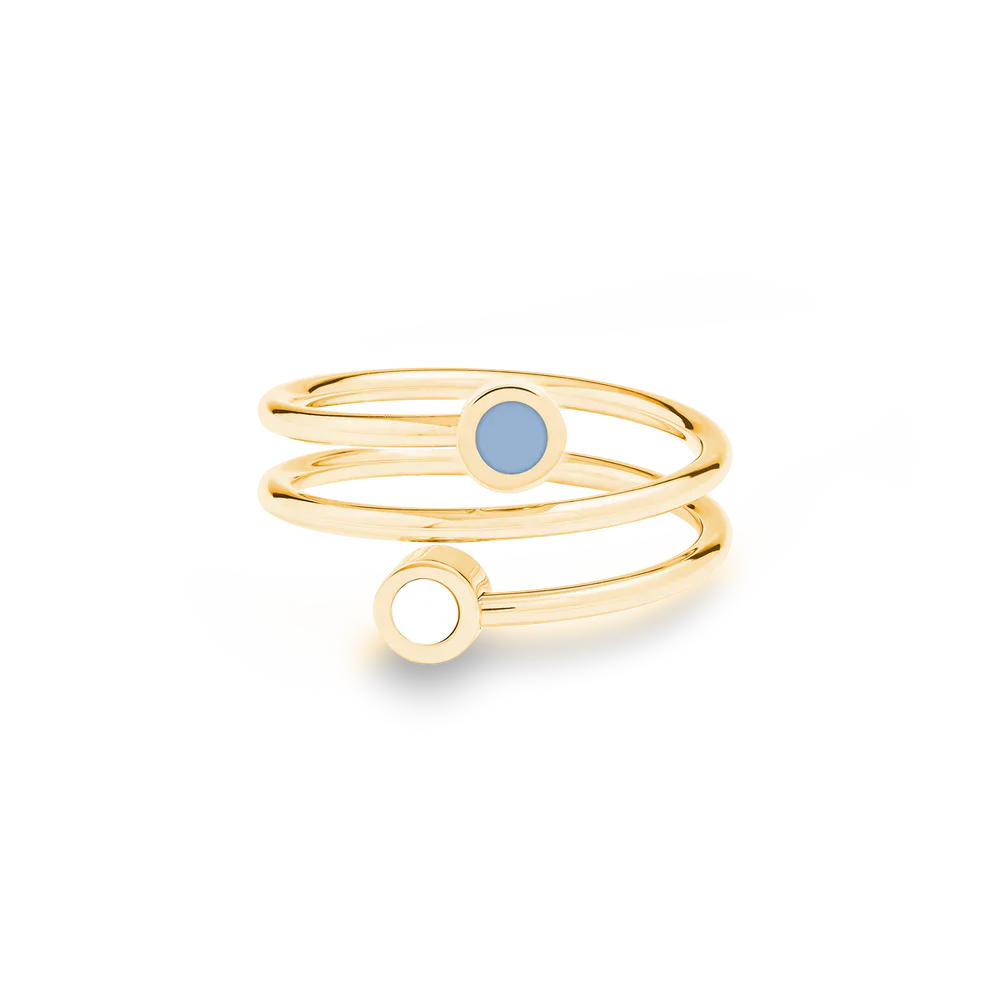NEW WAVE POWDER BLUE AND WHITE CHIP DOUBLE RING