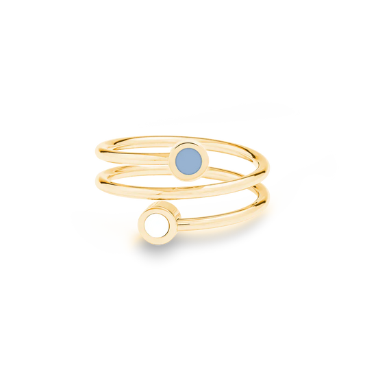 NEW WAVE POWDER BLUE AND WHITE CHIP DOUBLE RING