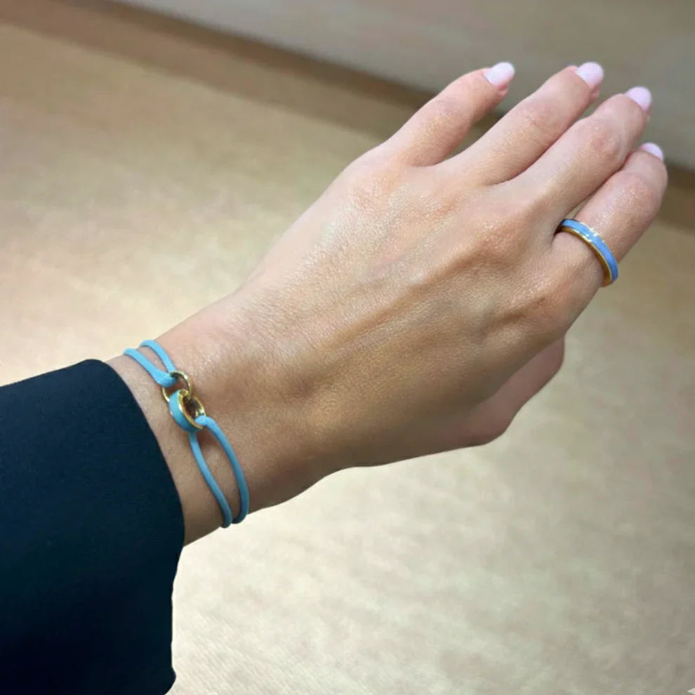 WEWA POWDER BLUE CORD AND CHIP BRACELET
