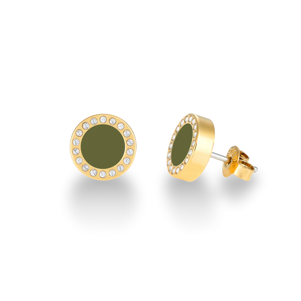 OCEAN OLIVE GREEN CHIP WITH ZIRCONIAS EARRINGS
