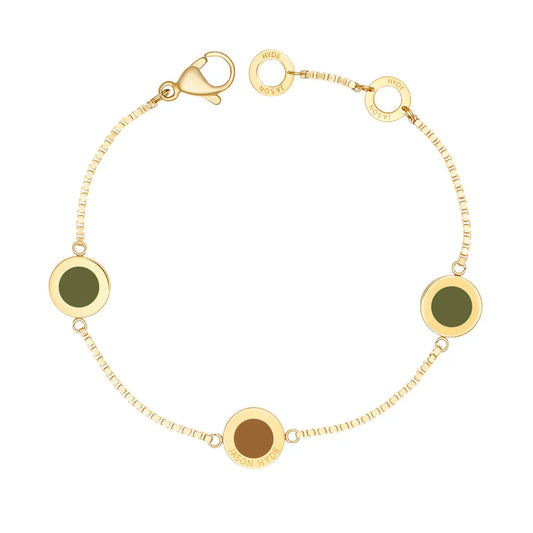 OCEAN OLIVE GREEN AND NUTSHELL CHIPS TRIO BRACELET