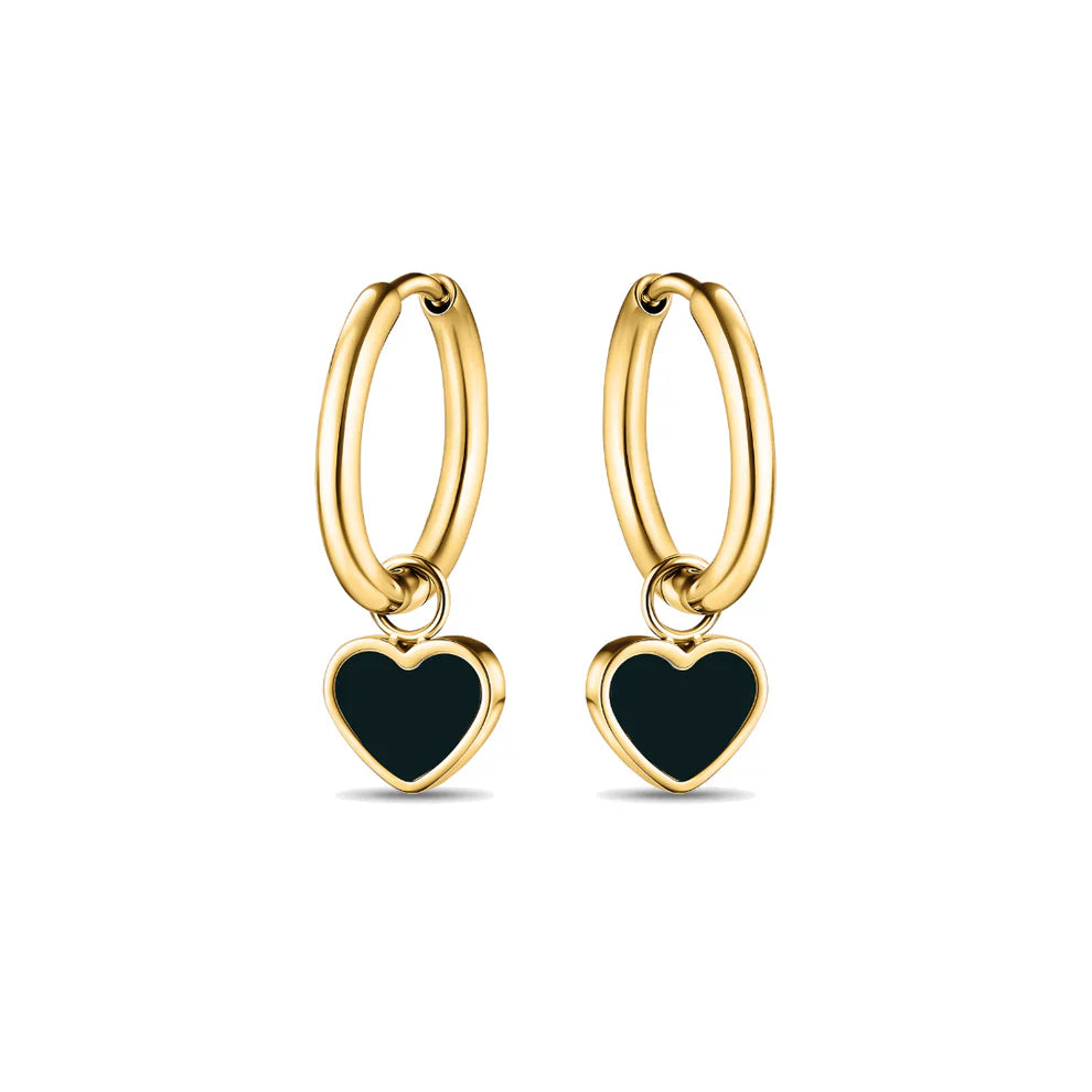 AMARE HOOPS HANGING BLACK CHIP GOLD