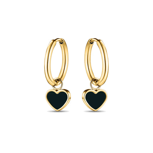AMARE HOOPS HANGING BLACK CHIP GOLD