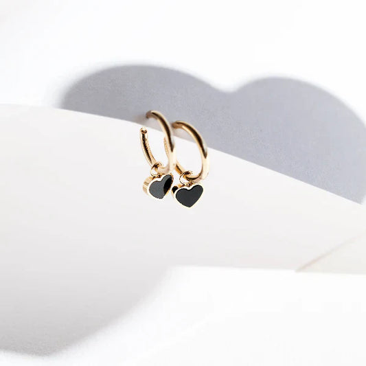 AMARE HOOPS HANGING BLACK CHIP GOLD